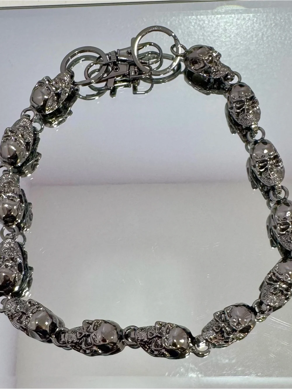 New Gunmetal Skull Bag Chain 18 inches